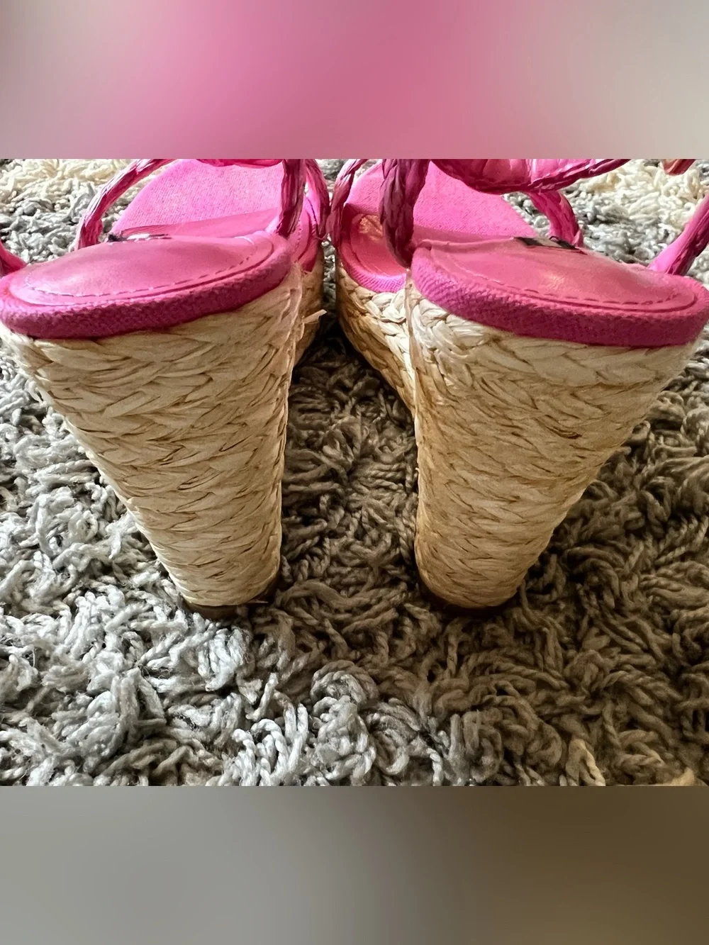 Nine West Pink Braided Espadrille Wedge Sandals
